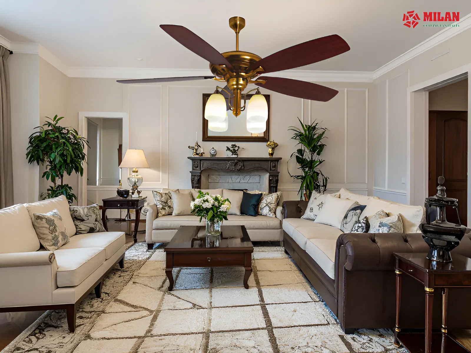 Quạt trần FY508 trong không gian cao cấp.